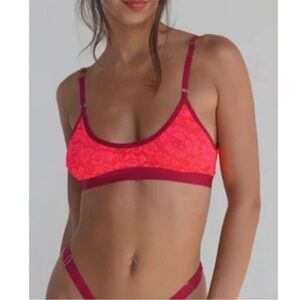 We Are HAH Guard Her Lace Bra/Garter in Lava Red Size S NWT